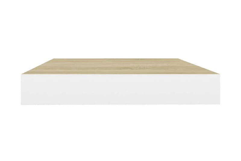 Svävande vägghylla ek och vit 40x23x3,8 cm MDF - Vit/Trä - Förvaring - Hylla - Vägghylla