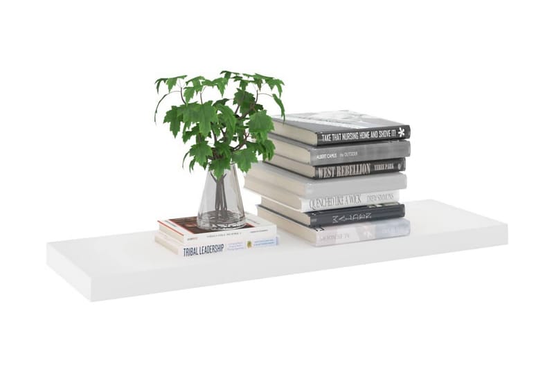 Svävande vägghylla ek och vit 80x23,5x3,8 cm MDF - Vit/Trä - Förvaring - Hylla - Vägghylla