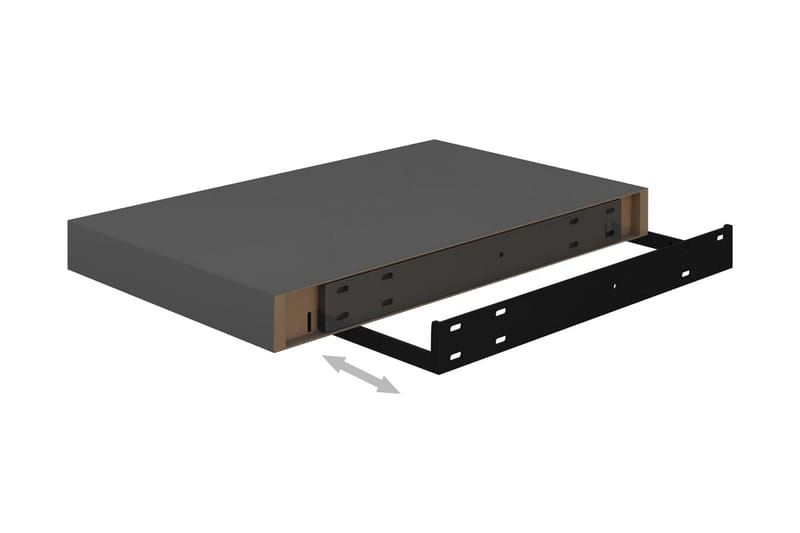 Svävande vägghylla grå högglans 40x23x3,8 cm MDF - Grå - Förvaring - Hylla - Vägghylla
