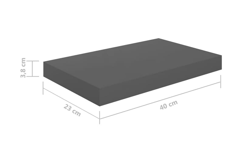 Svävande vägghylla grå högglans 40x23x3,8 cm MDF - Grå - Förvaring - Hylla - Vägghylla