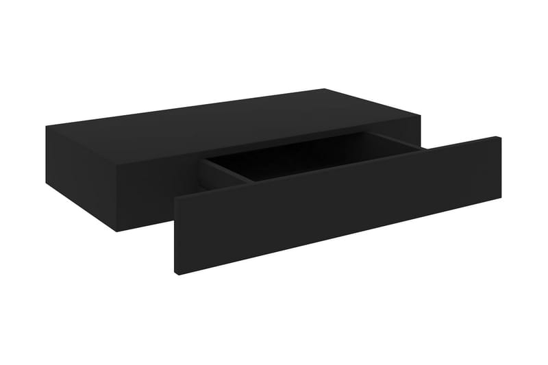 Svävande vägghylla med låda svart 48x25x8 cm - Svart - Vägghylla