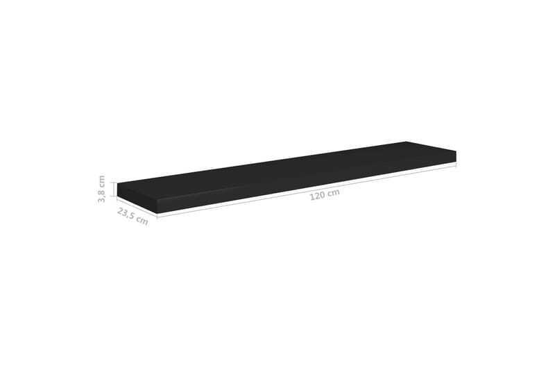 Svävande vägghylla svart 120x23,5x3,8 cm MDF - Svart - Vägghylla