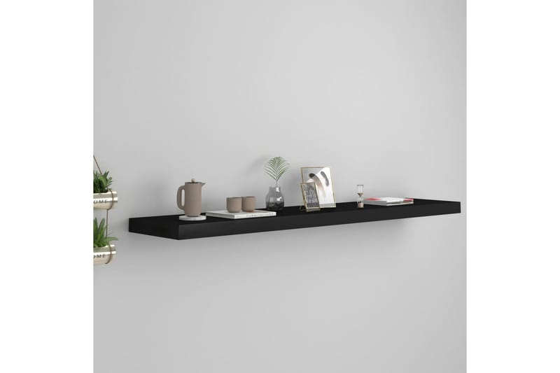 Svävande vägghylla svart 120x23,5x3,8 cm MDF - Svart - Förvaring - Hylla - Vägghylla