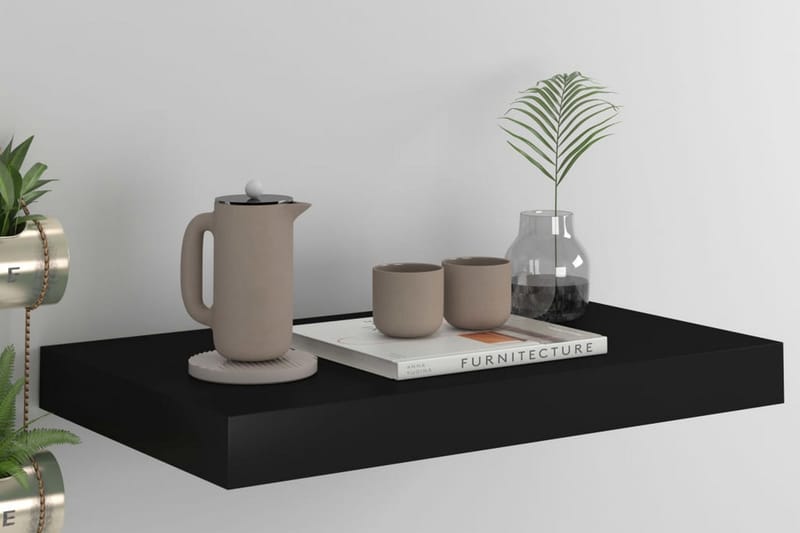 Svävande vägghylla svart 40x23x3,8 cm MDF - Svart - Förvaring - Hylla - Vägghylla