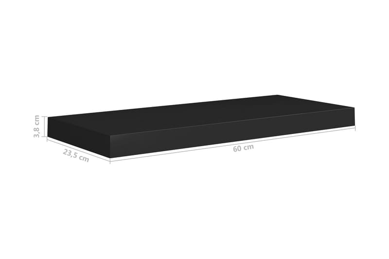Svävande vägghylla svart 60x23,5x3,8 cm MDF - Svart - Vägghylla