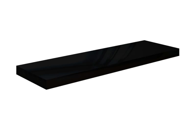 Svävande vägghylla svart högglans 80x23,5x3,8 cm MDF - Svart - Förvaring - Hylla - Vägghylla