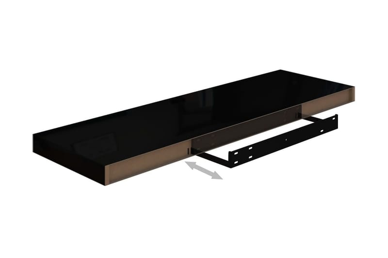 Svävande vägghylla svart högglans 80x23,5x3,8 cm MDF - Svart - Förvaring - Hylla - Vägghylla