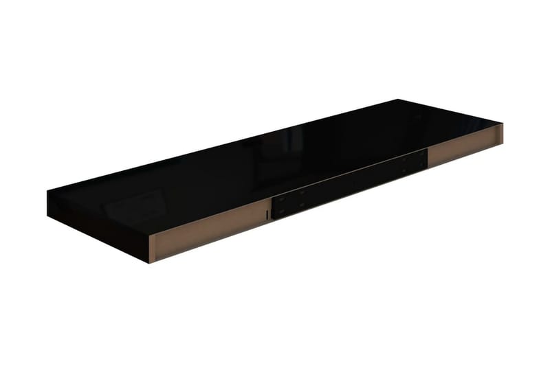 Svävande vägghylla svart högglans 80x23,5x3,8 cm MDF - Svart - Förvaring - Hylla - Vägghylla
