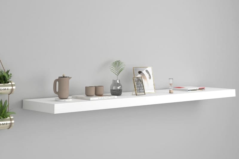 Svävande vägghylla vit 120x23,5x3,8 cm MDF - Vit - Förvaring - Hylla - Vägghylla