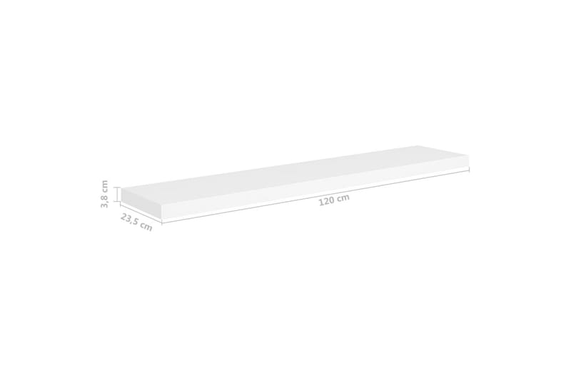 Svävande vägghylla vit 120x23,5x3,8 cm MDF - Vit - Förvaring - Hylla - Vägghylla
