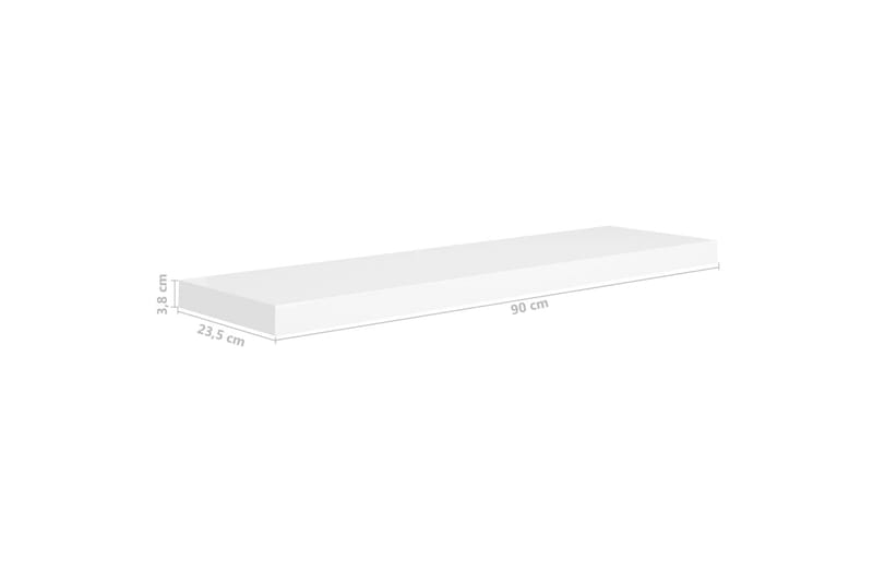 Svävande vägghylla vit 90x23,5x3,8 cm MDF - Vit - Förvaring - Hylla - Vägghylla
