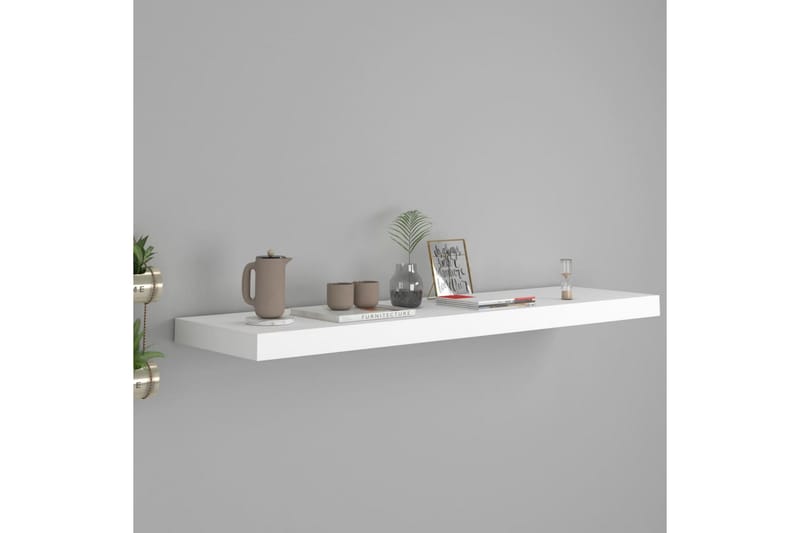 Svävande vägghylla vit 90x23,5x3,8 cm MDF - Vit - Förvaring - Hylla - Vägghylla