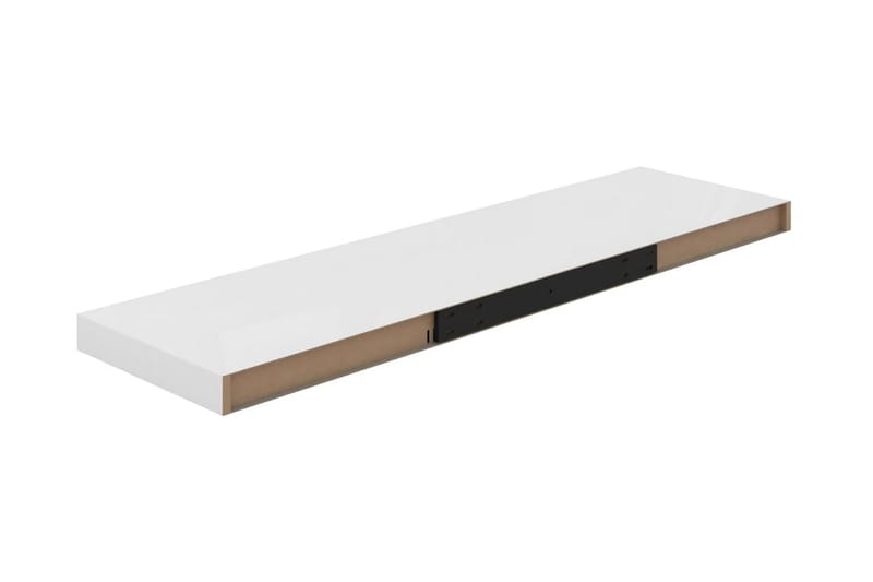 Svävande vägghylla vit högglans 90x23,5x3,8 cm MDF - Vit - Förvaring - Hylla - Vägghylla