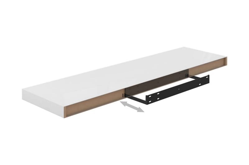 Svävande vägghylla vit högglans 90x23,5x3,8 cm MDF - Vit - Förvaring - Hylla - Vägghylla
