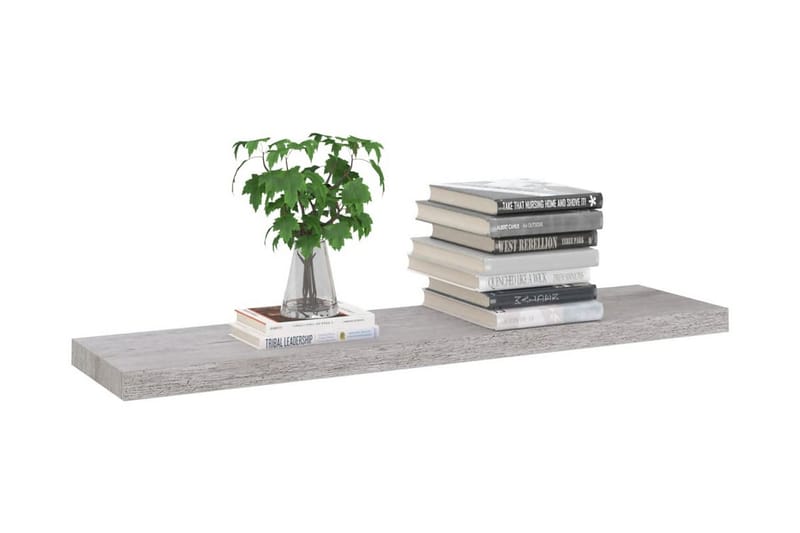 Svävande vägghyllor 2 st betonggrå 100x23,5x3,8 cm MDF - Grå - Förvaring - Hylla - Vägghylla