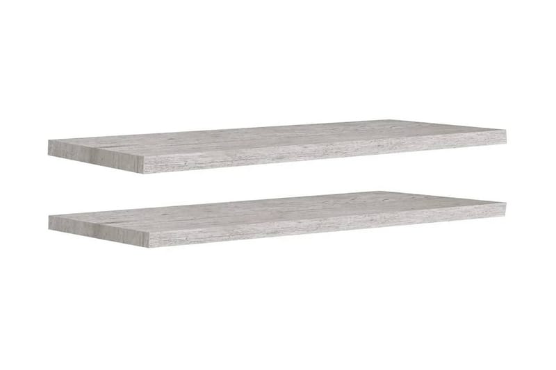 Svävande vägghyllor 2 st betonggrå 100x23,5x3,8 cm MDF - Grå - Förvaring - Hylla - Vägghylla