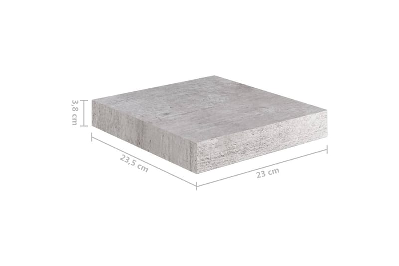 Svävande vägghyllor 2 st betonggrå 23x23,5x3,8 cm MDF - Betonggrå - Vägghylla