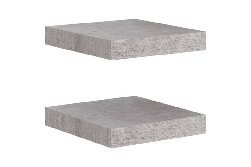 Svävande vägghyllor 2 st betonggrå 23x23,5x3,8 cm MDF - Betonggrå - Förvaring - Hylla - Vägghylla