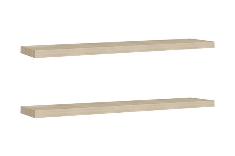 Svävande vägghyllor 2 st ek 120x23,5x3,8 cm MDF - Brun - Förvaring - Hylla - Vägghylla