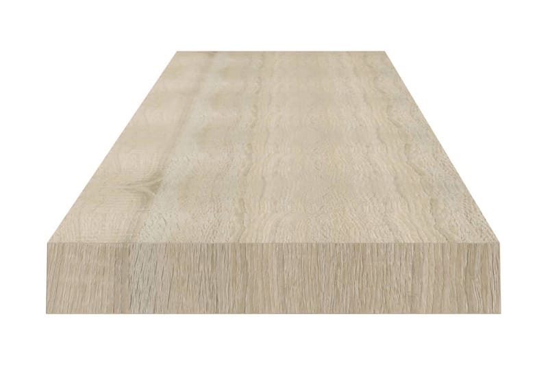 Svävande vägghyllor 2 st ek 120x23,5x3,8 cm MDF - Brun - Förvaring - Hylla - Vägghylla