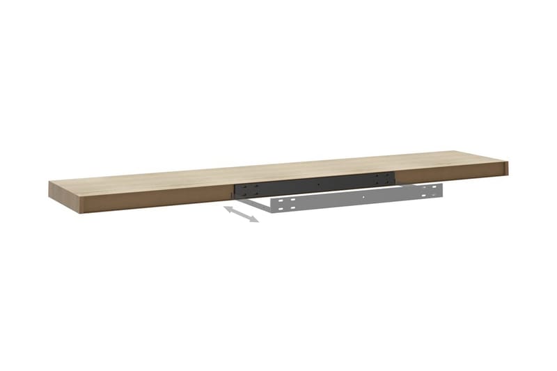 Svävande vägghyllor 2 st ek 120x23,5x3,8 cm MDF - Brun - Förvaring - Hylla - Vägghylla