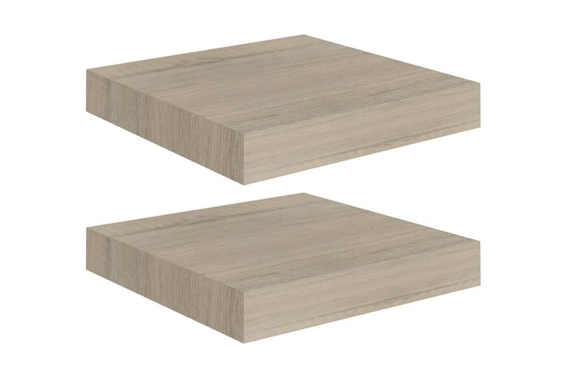 Svävande vägghyllor 2 st ek 23x23,5x3,8 cm MDF - Brun - Förvaring - Hylla - Vägghylla