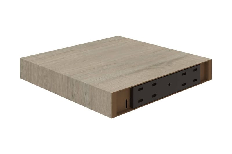 Svävande vägghyllor 2 st ek 23x23,5x3,8 cm MDF - Brun - Förvaring - Hylla - Vägghylla