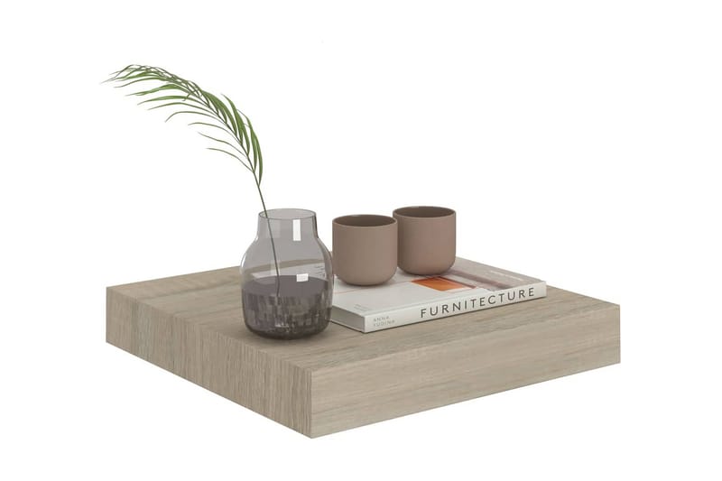 Svävande vägghyllor 2 st ek 23x23,5x3,8 cm MDF - Brun - Förvaring - Hylla - Vägghylla