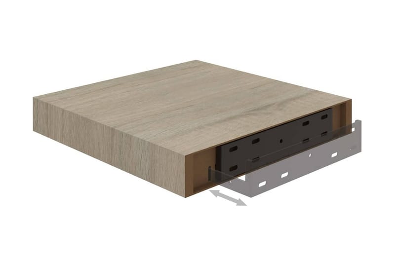 Svävande vägghyllor 2 st ek 23x23,5x3,8 cm MDF - Brun - Förvaring - Hylla - Vägghylla