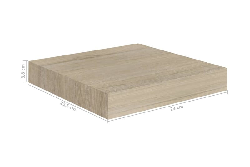 Svävande vägghyllor 2 st ek 23x23,5x3,8 cm MDF - Brun - Förvaring - Hylla - Vägghylla