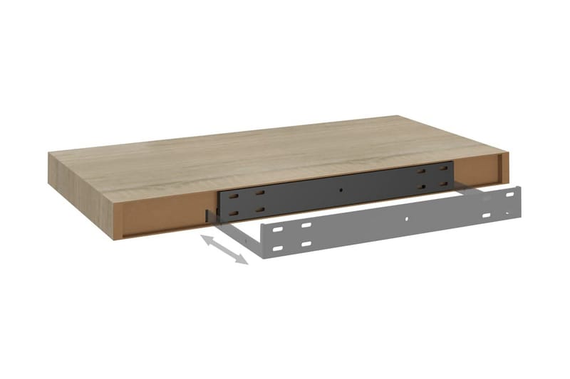 Svävande vägghyllor 2 st ek 50x23x3,8 cm MDF - Brun - Förvaring - Hylla - Vägghylla