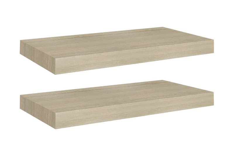 Svävande vägghyllor 2 st ek 50x23x3,8 cm MDF - Brun - Förvaring - Hylla - Vägghylla