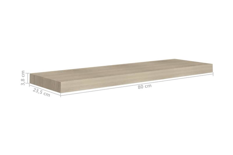 Svävande vägghyllor 2 st ek 80x23,5x3,8 cm MDF - Brun - Förvaring - Hylla - Vägghylla