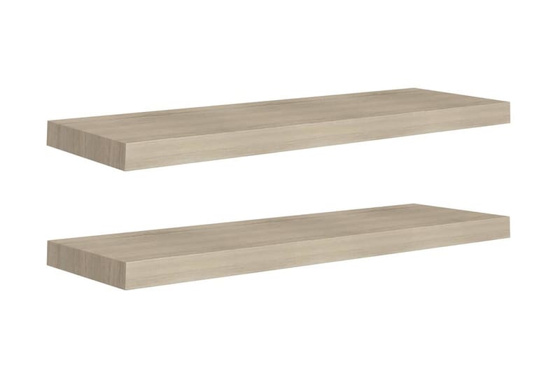 Svävande vägghyllor 2 st ek 80x23,5x3,8 cm MDF - Brun - Förvaring - Hylla - Vägghylla