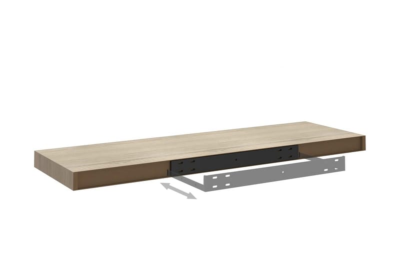 Svävande vägghyllor 2 st ek 80x23,5x3,8 cm MDF - Brun - Förvaring - Hylla - Vägghylla