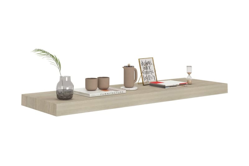 Svävande vägghyllor 2 st ek 80x23,5x3,8 cm MDF - Brun - Förvaring - Hylla - Vägghylla