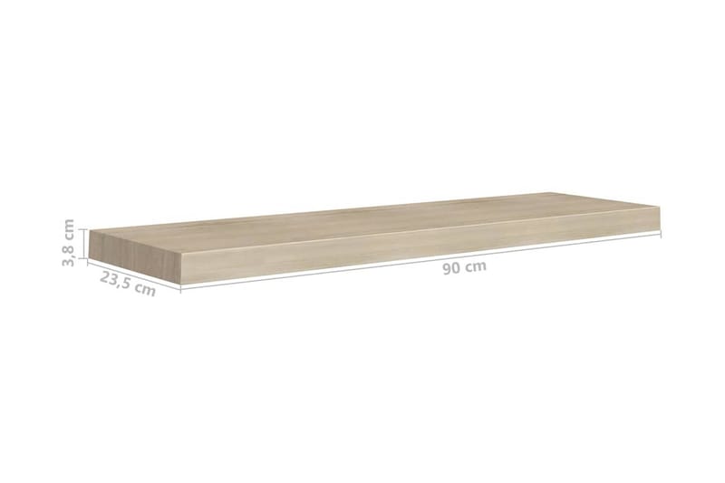 Svävande vägghyllor 2 st ek 90x23,5x3,8 cm MDF - Brun - Förvaring - Hylla - Vägghylla