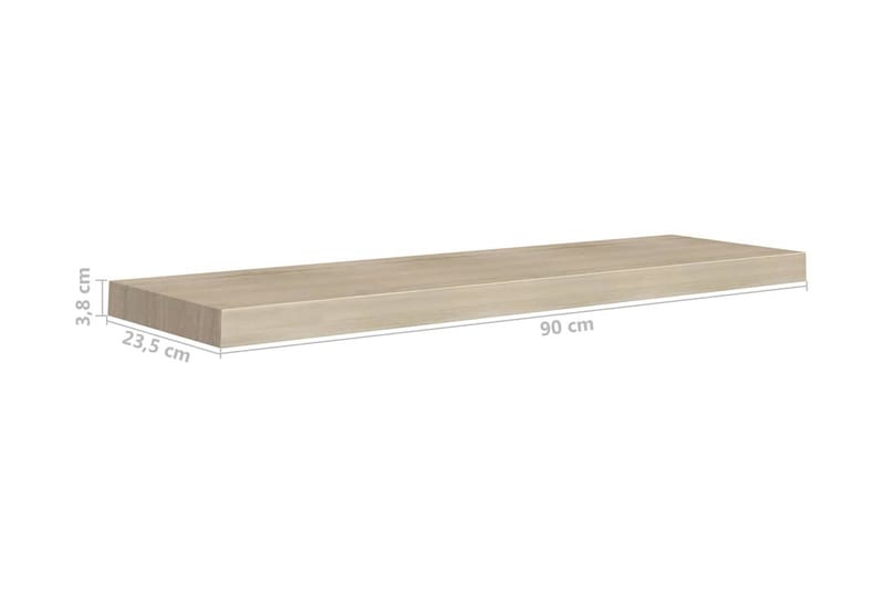 Svävande vägghyllor 2 st ek 90x23,5x3,8 cm MDF - Brun - Vägghylla