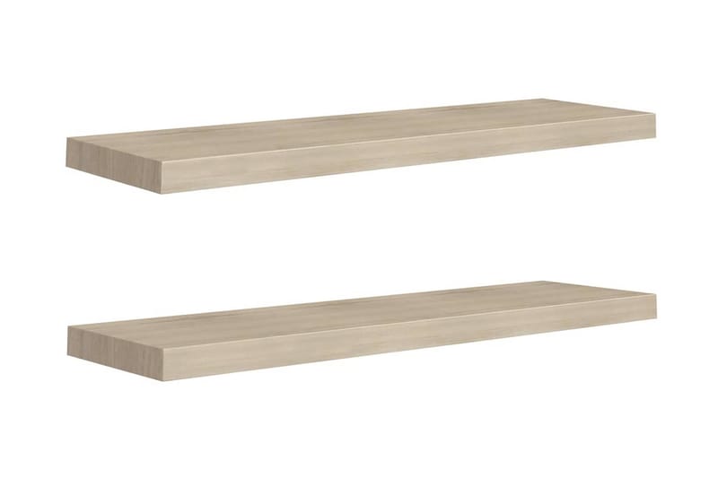 Svävande vägghyllor 2 st ek 90x23,5x3,8 cm MDF - Brun - Förvaring - Hylla - Vägghylla