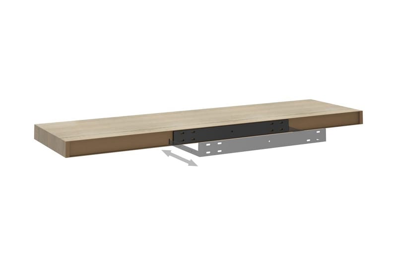 Svävande vägghyllor 2 st ek 90x23,5x3,8 cm MDF - Brun - Förvaring - Hylla - Vägghylla