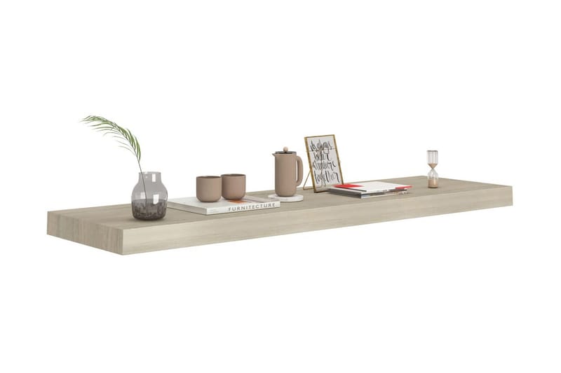 Svävande vägghyllor 2 st ek 90x23,5x3,8 cm MDF - Brun - Förvaring - Hylla - Vägghylla