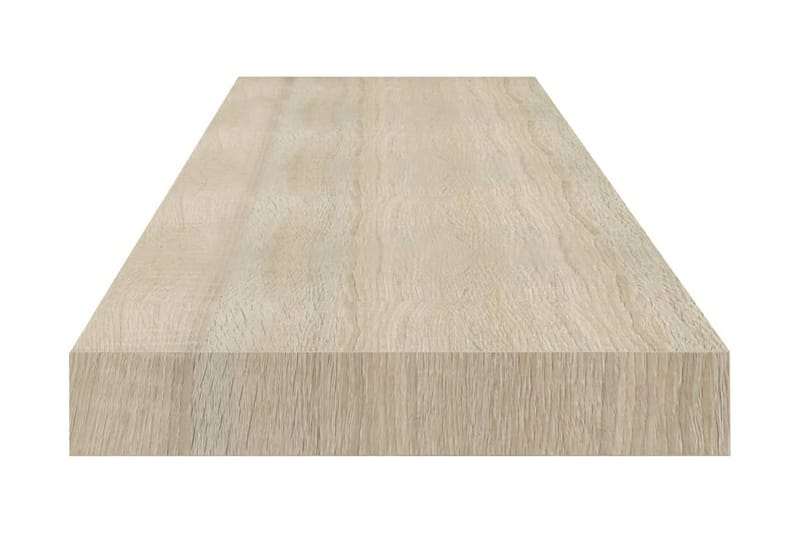 Svävande vägghyllor 2 st ek 90x23,5x3,8 cm MDF - Brun - Förvaring - Hylla - Vägghylla