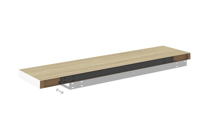 Svävande vägghyllor 2 st ek och vit 100x23,5x3,8 cm MDF - Vit - Förvaring - Hylla - Vägghylla