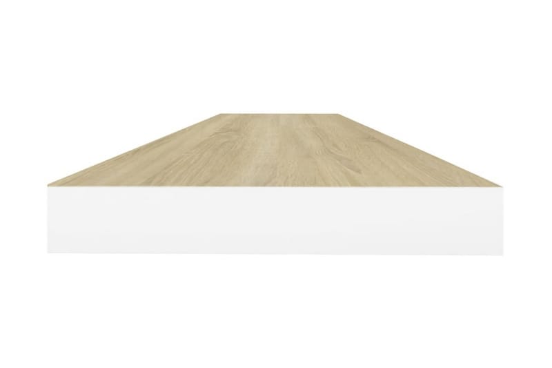 Svävande vägghyllor 2 st ek och vit 100x23,5x3,8 cm MDF - Vit - Förvaring - Hylla - Vägghylla