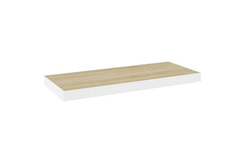 Svävande vägghyllor 2 st ek och vit 60x23,5x3,8 cm MDF - Vit/Trä - Förvaring - Hylla - Vägghylla