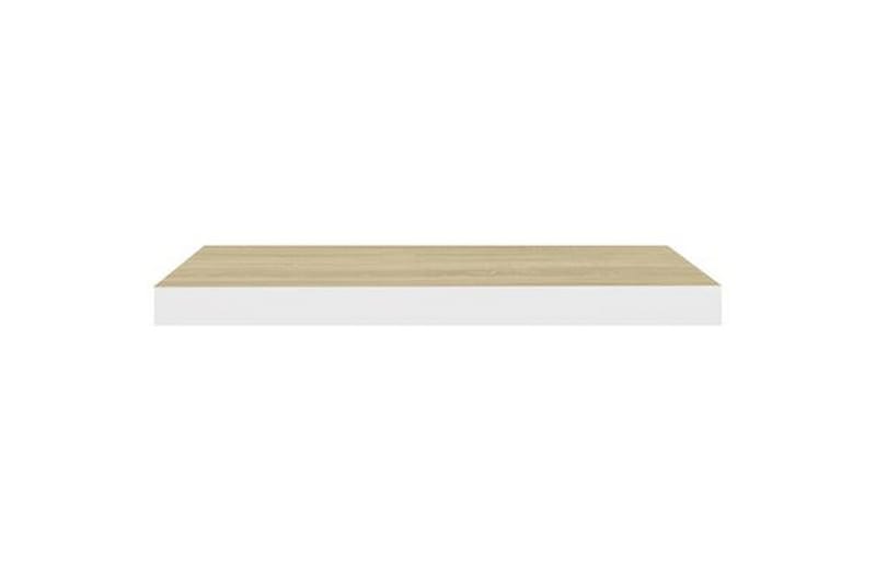 Svävande vägghyllor 2 st ek och vit 60x23,5x3,8 cm MDF - Vit/Trä - Förvaring - Hylla - Vägghylla