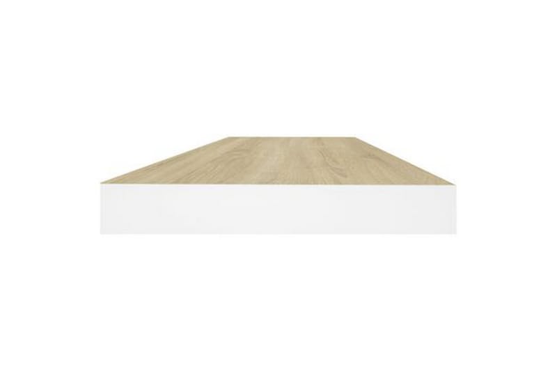 Svävande vägghyllor 2 st ek och vit 60x23,5x3,8 cm MDF - Vit/Trä - Förvaring - Hylla - Vägghylla