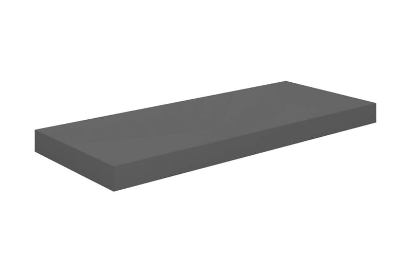 Svävande vägghyllor 2 st grå högglans 60x23,5x3,8 cm MDF - Grå - Förvaring - Hylla - Vägghylla