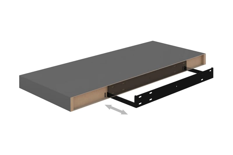 Svävande vägghyllor 2 st grå högglans 60x23,5x3,8 cm MDF - Grå - Förvaring - Hylla - Vägghylla