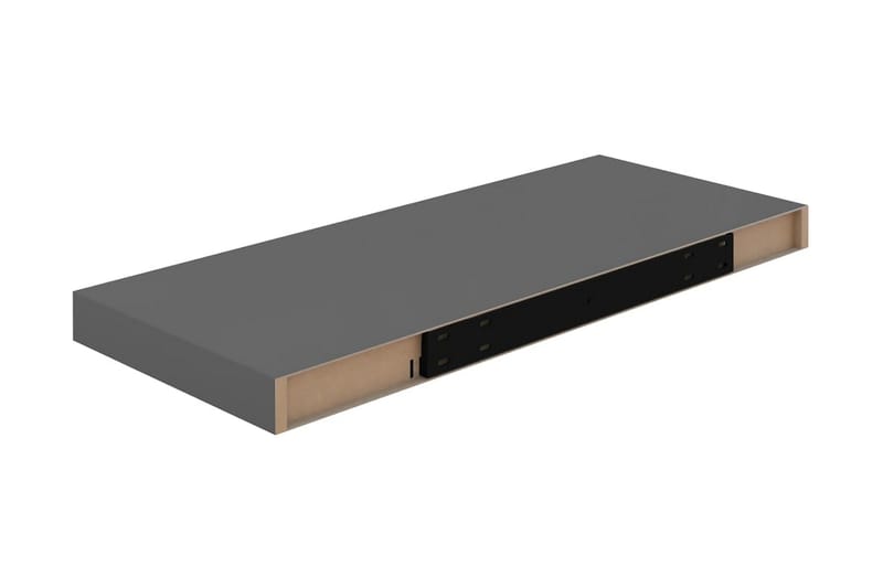 Svävande vägghyllor 2 st grå högglans 60x23,5x3,8 cm MDF - Grå - Förvaring - Hylla - Vägghylla